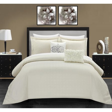 FIXTURESFIRST Hadley Comforter Set - Queen Size- Beige - 5 Piece FI2542034